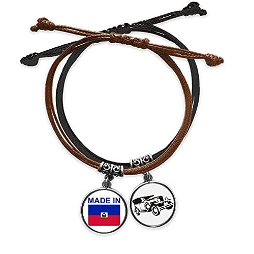 Bracelet Haïti Pays de l'amour en cuir - Chaîne de main pour look urbain quotidien