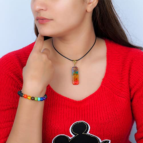 Chakra Bracelet And Necklace Set, Healing Crystal Beaded Bracelet And Orgone Necklace For Protection Spiritual Meditation, Gift Set For Women, Bracelets For Men, Adjustable Bracelet, Birthday Gifts #TOP2