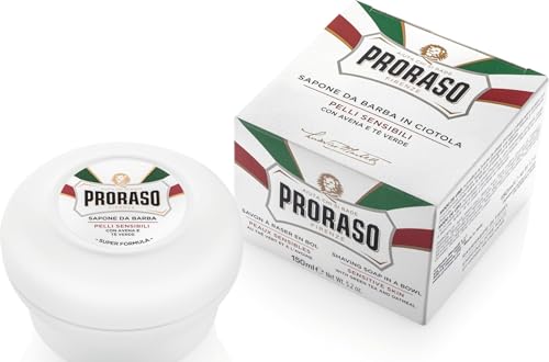Proraso Savon à Raser Peaux Sensibles, Thé Vert & Avoine, 150 ml