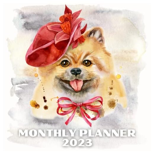 Monthly Planner 2023: Watercolor Pomeranian Portraits 16-Month Sep 2022 - Dec 2023 One Month to View Diary Organizer With Inspirational Quotes