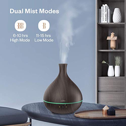 Essential Oil Diffuser,Anjou 500ml Cool Mist Humidifier,One Fill for 12hrs Consistent Scent & Aromatherapy, World's First Diffuser with Patented Oil Flow System for Home & Office
