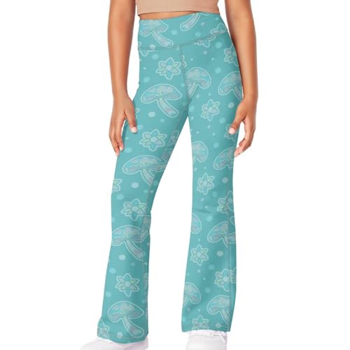 Dolyues Cute Girls Flare Leggings Kids Bell Bottoms High Waisted Bootcut Yoga Dance Flared Pants 4-14 Years4