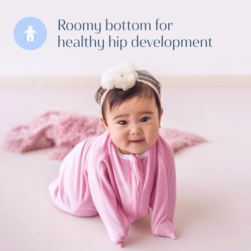 Image of SleepingBaby Zipadee-Zip Transition Swaddle - Cozy Baby Swaddle Blanket with Zipper Convenience - Roomy Wearable Blanket for Easy Diaper Changes - Classic Rose Pink, Large (12-24 Months)