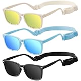 zestero Baby Infant Toddler Polarized Sunglasses with Strap for Boys Girls Age 0-24 Months, 3 Pack Flexible TPEE Rubber Frame Kids 100 UV Protection Sunglasses Newborn Shades