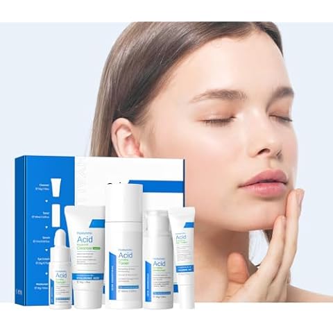 Skin Care Set, Face Hyaluronic Acid Skin Care Sets & Kits, Facial Beauty Skincare Gifts for Teenage Girls with Cleanser,Toner,Serum,Eye Cream,Moisturizer, Firming Hydrating Skin Care Christmas Gifts Cover