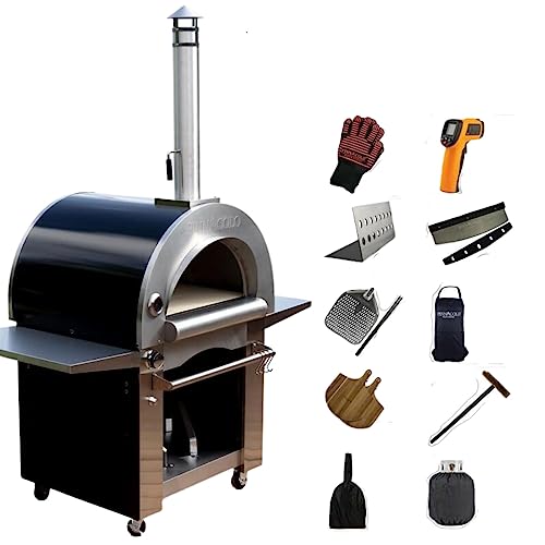 PINNACOLO IBRIDO Hybrid Outdoor Pizza Oven with Professional Grade Accessories - Cook with Wood or Gas - Double-Wall Insulation w/Durable Stainless Steel and Cordierite Stones Surface PINNACOLO IBRIDO Hybrid Outdoor Pizza Oven with Professional Grade Accessories - Cook with Wood or Gas - Double-Wall Insulation w/Durable Stainless Steel and Cordierite Stones Surface