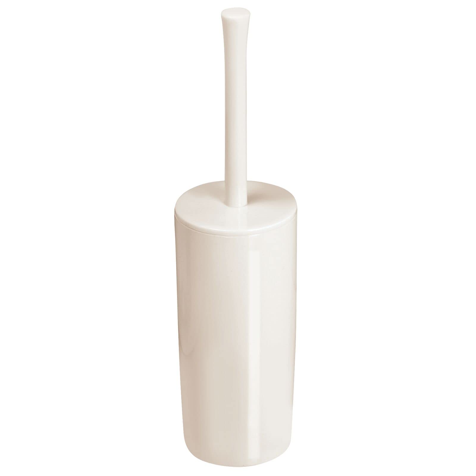 mDesign Toilet Brush Holder – Slim, Plastic Toilet Brush Set – Essential Freestanding Toilet Brush and Holder – Cream