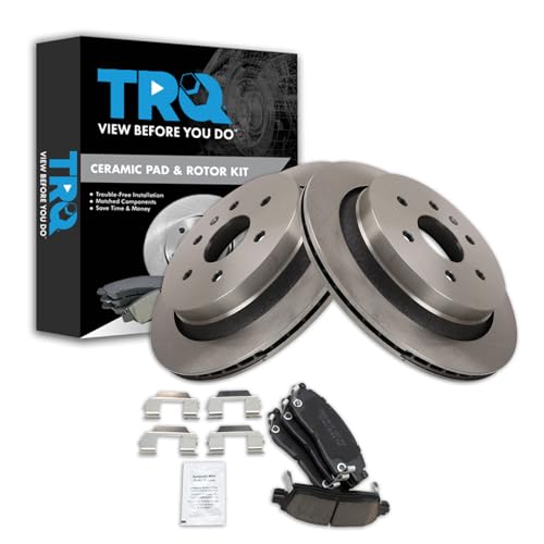 Image of TRQ Rear Brake Pad and Rotor Set Ceramic Compatible with 2013-2018 Cadillac XTS