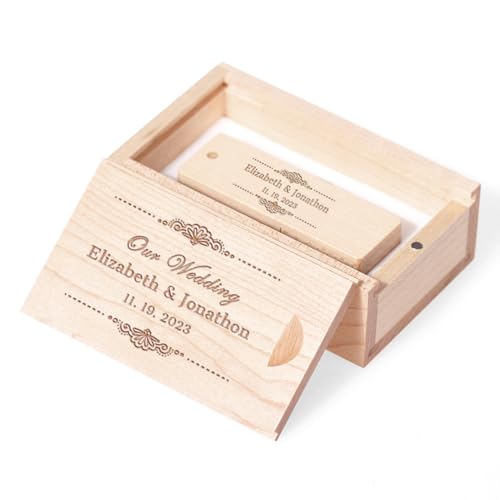 Clé USB personnalisée 128 Go bois massif coffret cadeau pour stockage photo