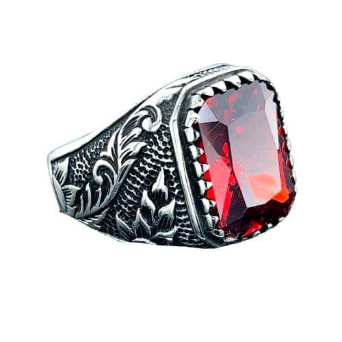 Amazon.com: Men Handmade Ruby Stone Ring, Red Stone Ring, Square Stone ...