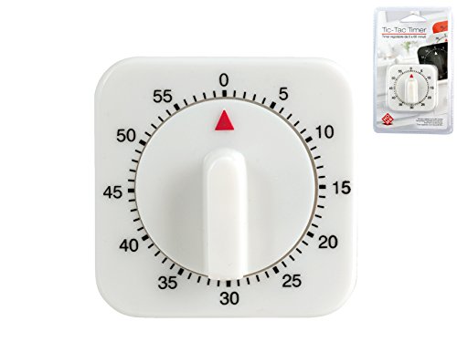 Home 8150301 Timer Meccanico Quadro Da Cucina Tic Tac Timer, Plastica, Bianco, Cm 6 X 3 X 6 H