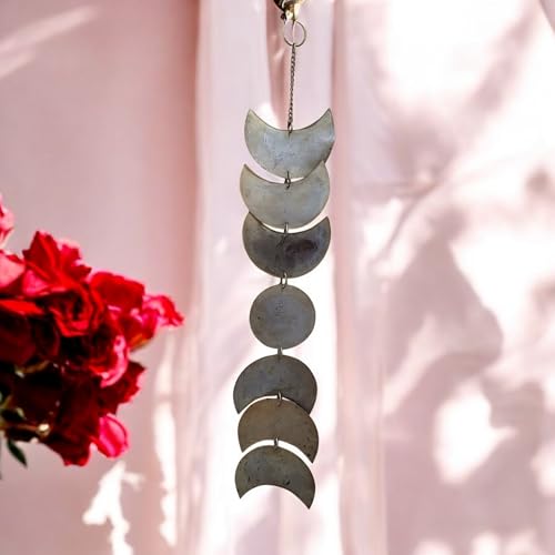 Tenture murale en métal phase de lune | Décoration bohème 66 cm