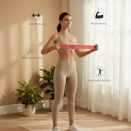 Image of TheraBand Professional Latex Resistance Band Loop for Lower Pilates, Crossfit, Yoga, Toning, Stretching, Physical Therapy, Strength Training Without Weights, Portable Fitness, and Core Fitness (Red)