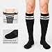 KIUEZIR 3 Pairs Baseball Socks Softball Knee-High Athletic Socks Casual Stripes Tube Socks for Youth (Black)