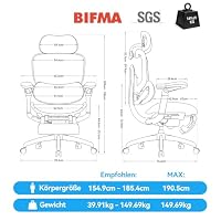 SIHOO Doro C300 Pro V2 Ergonomischer Bürostuhl, Adaptive Unterstützung – Ansicht 3