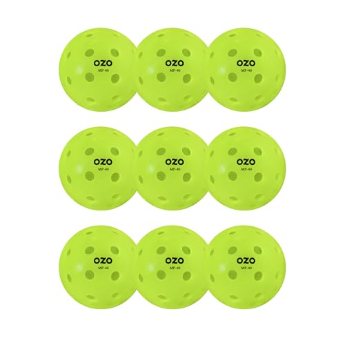 OZO Pickleball - Set di 9 Palline Outdoor, 40 Fori, Stampaggio Rotazionale - Approvate USAPA