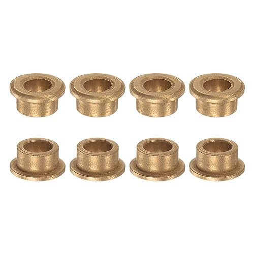 HARFINGTON 8pcs Flange Bearing Sleeve 8mm Bore 12mm OD 8mm Length 2mm Flange Thickness Bronze Bushing Self Lubricating Bushings Sleeve for Industrial Equipment