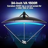 KOORUI 34 inch Ultrawide Curved Gaming monitor,UWQHD (3440x1440P), 240Hz, 1ms MPRT, 1500R,Adaptive-Sync,VESA,DP,HDMI,PS5 - Image 3