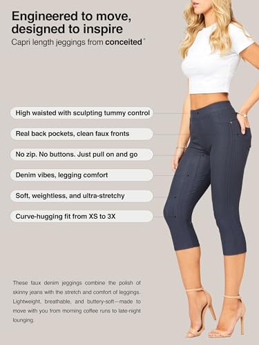 Conceited Jeggings for Women with Pockets - High Waist - Tummy Control Shaping - Regular and Plus Size2