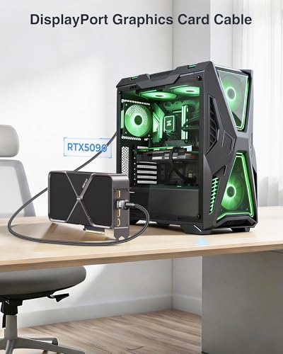 Ubluker 10K 8K 4K Câble DisplayPort 2.1 54Gbps 2M, Certifié Câble DP vers DP 4K 240Hz 165Hz 144Hz 120Hz 10K 8K 60Hz Nylon Tressé UHBR HDCP2.3 FreeSync G-Sync RTX5090 Moniteur Projecteur PC – vue 4