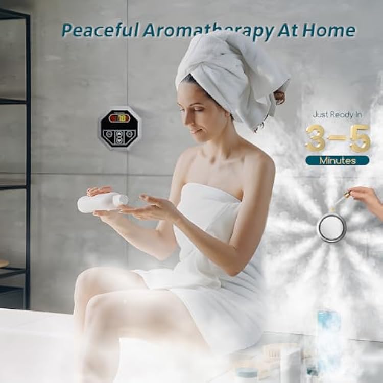 Steam Shower Generator Kit 6KW for Bath Sauna SPA, Self-draining System, Aromatherapy Steam Head, LED Waterproof Controller 77-131F For Home Commercial Use