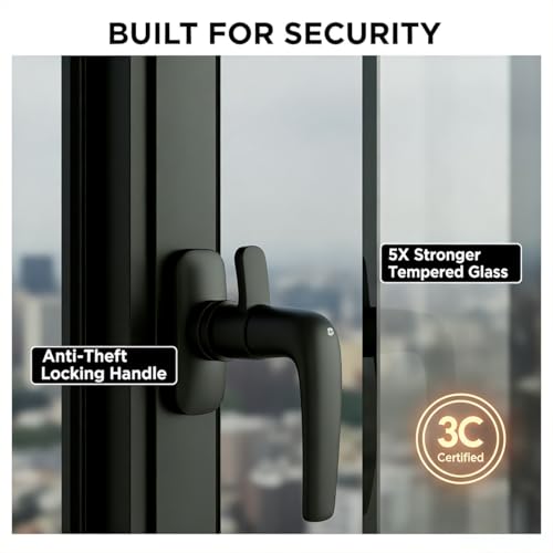 Ventana de aluminio giratoria con vidrio templado negro para ventilación 6