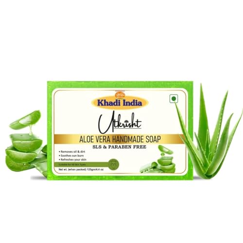 Image of Khadi Aloe Vera Handmade Bathing Soap Bar 125g (Pack of 2) | Natural & Herbal | Deep Hydration, Fights Acne & Pimples, Heals Wounds | Soft, Glowing & Brightening Skin | All Skin Types