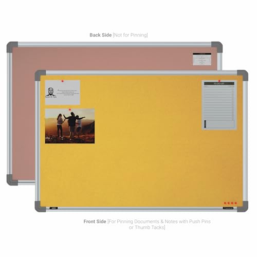 Image of Scholar Art Metis 2x3 Feet Bulletin Board for Wall & Study Table | Vibrant & Versatile Crape Cloth + High Density Soft Board for Pinning Photos, Sticky Notes & Reminders (Yellow)