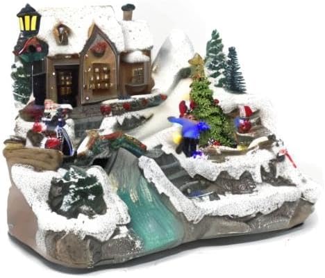 Miniatura 6 de allgala Hecho a mano de Polyresin Casa de Navidad Decoración Coleccionable Estatuilla de Casa de Edificio con USB y Batería Fuente de Alimentación