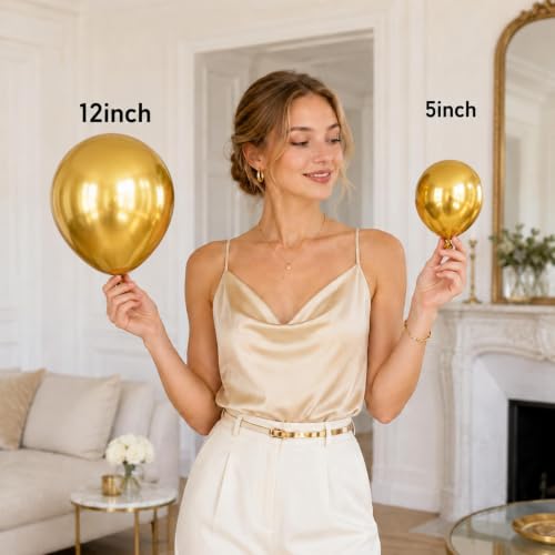 Image of Togvu Gold Balloons, 50Pack 5 Inch Small Mini Metallic Chrome Gold Balloons