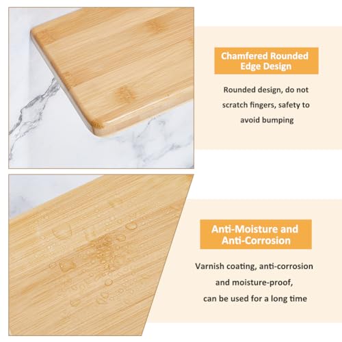 SUPERFINDINGS 2 Sets Wood Floating Shelves 7.87inch Bathroom Shelves Wall Mounted Wooden Display Ledge Shelves Storage Shelf for Kitchen Bedroom Living Room - Image 4