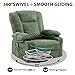 Comermax Massage Recliner Chair with Heat, 360° Swivel Rocker Recliner Chair with Cup Holders, 150° Recline PU Leather Recliner for Living Room, Dark Green