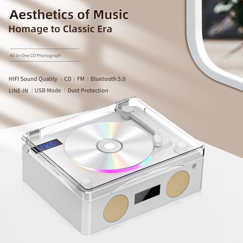 Lecteur CD Bluetooth portable, idée cadeau avec lumière colorée - 3