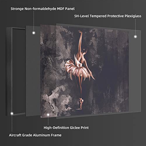Framed Canvas Print Wall Art For Bedroom Living Room Bathroom Office Decor, Abstract Watercolor Painting Ballerina Dance On A Textured Background, Black Aluminum Alloy Framed, 12 X 16 Inches #TOP1