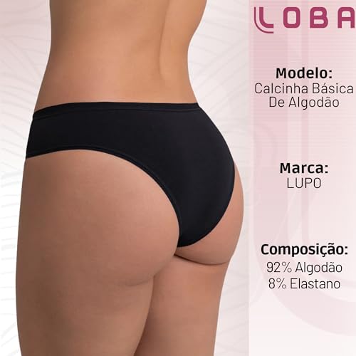 Kit 05 Calcinha Biquíni Lupo Feminino Adulto | 5 Preto | P