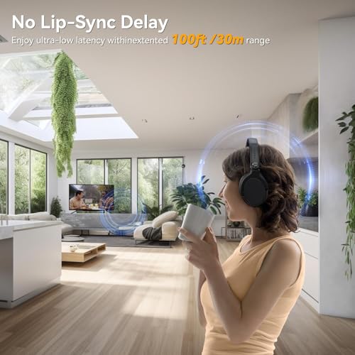 Wireless Headphones for TV Watching, TV Headphones Wireless for Seniors with Transmitter Charging Base, Over ear Bluetooth Headset No Audio Delay, HIFI Stereo, 65H Playtime, Gifts for Parents/Elderly - Image 5