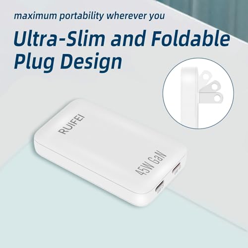 RUIFEI 45W Flat GaN Charger (Dual USB-C, Foldable) — view 3