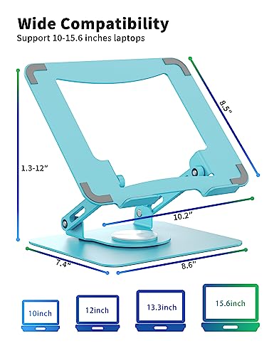 SOUNDANCE Laptop Stand with 360° Rotating Base, Ergonomic Computer Riser for Desk Adjutable Height Muti-Angle - Image 4