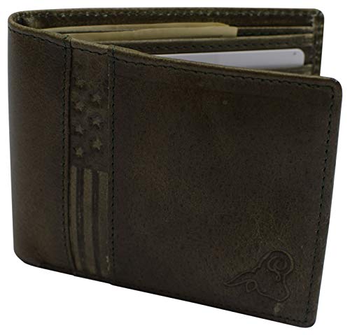 Wallet for Men’s - Genuine Leather Slim Bifold RFID Blocking Packed in Stylish Gift Box USA Series (Green)