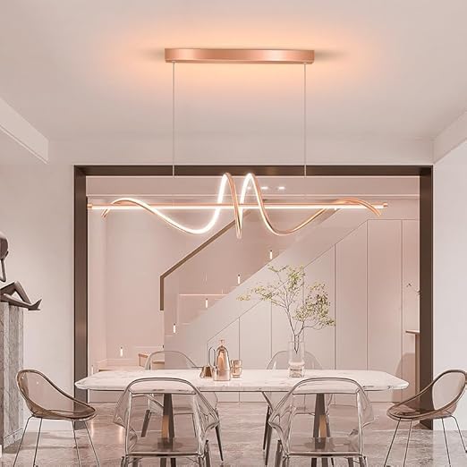 Image of Rose Gold Chandelier for Living Room Modern, Dining Room, Hanging Lights for Living Room Smart Voice Assist (Google, Alexa), App Control (Warm, Cold, Natural)