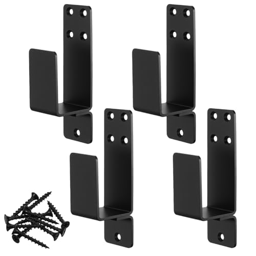 zisiueel 2x4 Door Barricade Brackets Heavy Duty 4pcs Door Bar Holder Brackets for Home Security Black