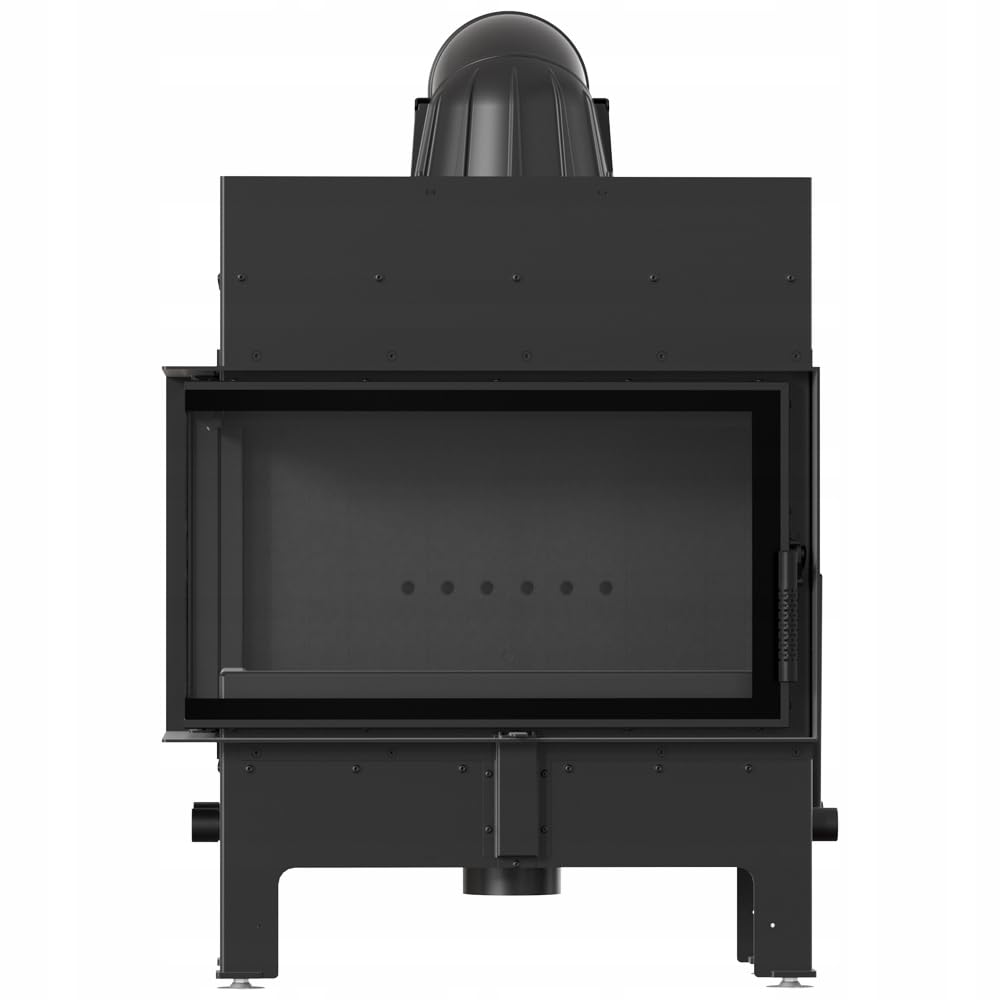 KRATKI Inserto per camino in acciaio a legna FLOKI 10 kW Ø200 sinistro A+ | Acciaio nero, efficienza 83,6%, classe A+. Ecodesign, BImSchV 2; per recupero calore.; combustione efficiente; Livello 2