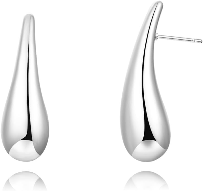 Gold plated dangle Tear drop earrings hoop for women,chunky Cartilage earrings studs for women,lightweight statement jewelry for gifts