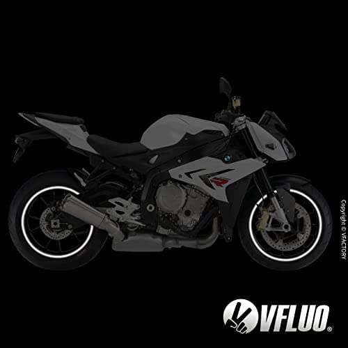 Vfluo - Motorcycle Reflective Wheel Stripes Kit, 1 Wheel Rim Stickers Pack, 3M Technology™ - High Lateral Visibility, Discreet And Design, Easy Installation #TOP3