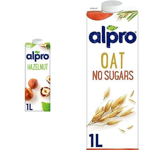 Alpro Fındık Bitki Bazlı İçecek 1 L ve Alpro Şekersiz Yulaf Bitki Bazlı İçecek, 1 L