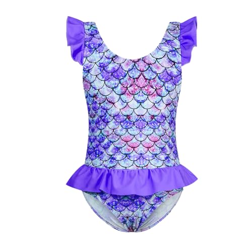 Traje de baño para niña de sirena, traje de baño de una pieza, traje de baño de verano, traje de baño para playa, de 0 a 14 años, Dark Purple-d, 18 meses