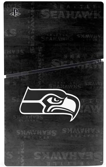 Skinit Decal Gaming Skin Compatible with PS5 Slim Digital Edition Bundle - Officially Licensed NFL Seattle Seahawks Black & White Design