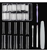 EBANKU 500 Stück Nägel Clear Kunstnägel Tips, Extra Lange Acryl Nagelspitzen, no C Gebogene Quadr...