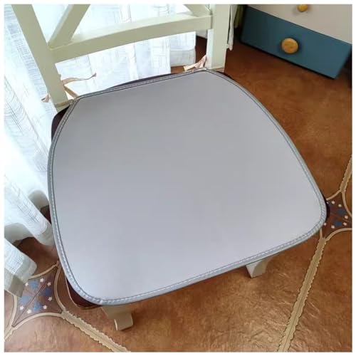 ponpfden Coussin De Chaise en Similicuir, Coussin De Siège Européen Antidérapant Et Imperméable, Galette De Chaise De Salle À Manger en Fer À Cheval avec Attaches(Light Gray)