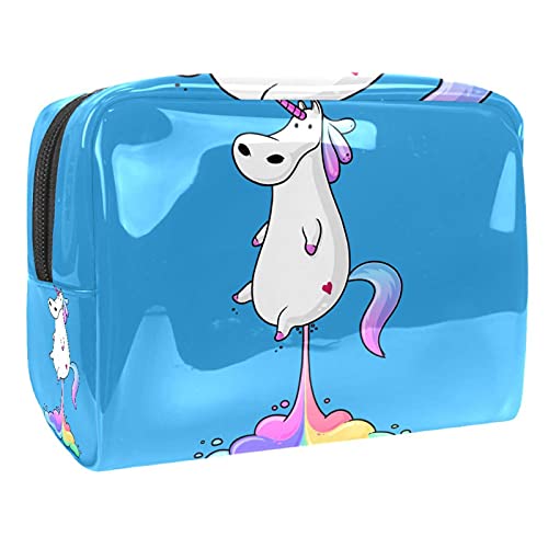 Trousse de maquillage pour voyage motif licorne multicolore